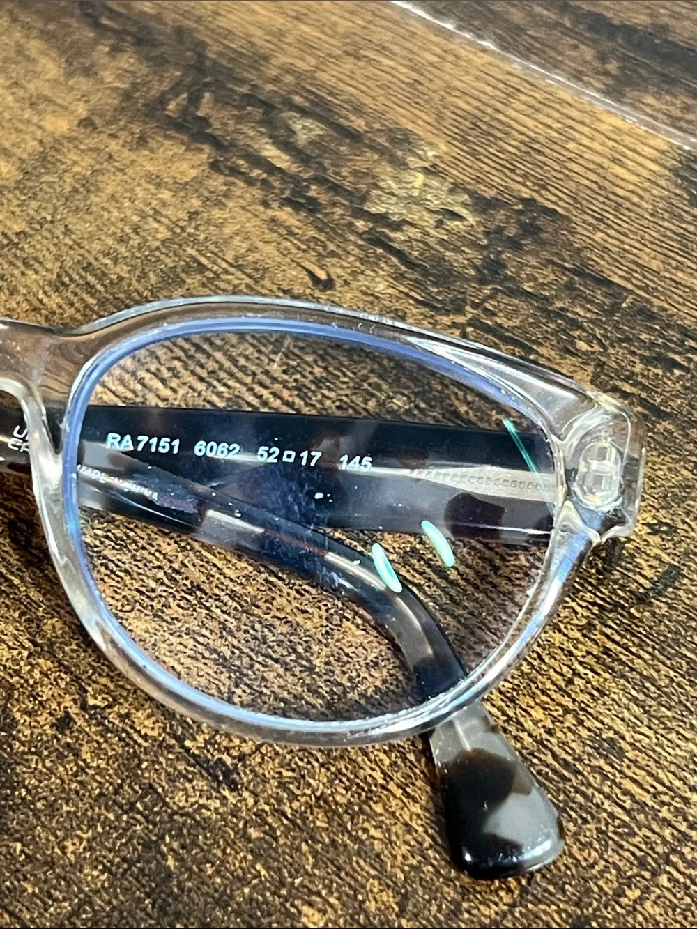 Ralph Lauren RA 7151 6062 52[]17 Clear Frame Glasses with brown Temples